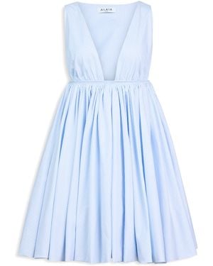 Alaïa Cotton Stripe Skater Mini Dress - Blue