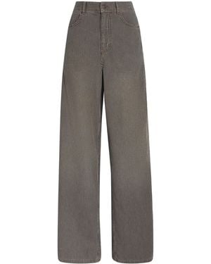 ME+EM Pinstripe Wide-Leg Tapered Jeans - Grey