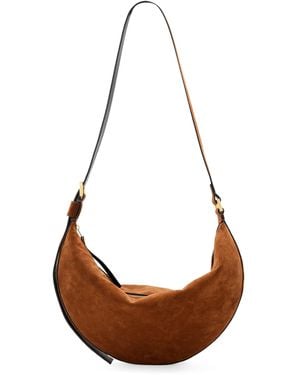 AllSaints Suede Half Moon Shoulder Bag - Brown