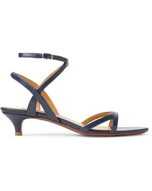 Ralph Lauren Calfskin Clarke Heeled Sandals 35 - Metallic