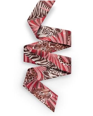 Cartier Silk Panthère And Tigre Scarf - Red