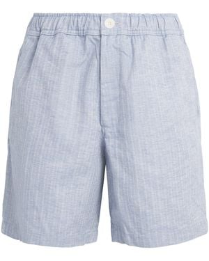 Wax London Cotton-Linen Herringbone Kurt Shorts - Blue