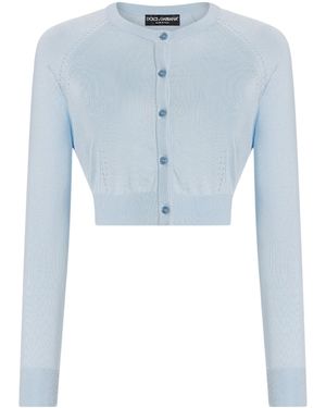 Dolce & Gabbana Silk-Blend Cropped Cardigan - Blue