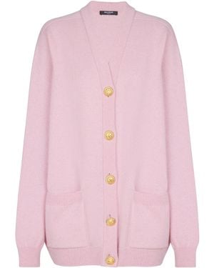 Balmain Cashmere-Virgin Wool Cardigan - Pink