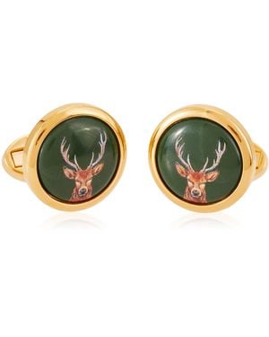 Halcyon Days Stag Cufflinks - Green