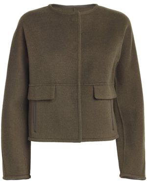 Yves Salomon Wool-Cashmere Structured Jacket - Green