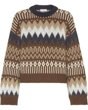 Brunello Cucinelli Cashmere Dazzling Mountain Jumper - Brown