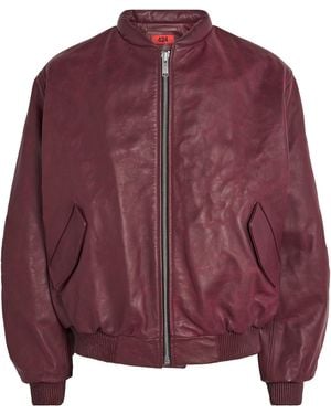 424 Leather Bomber Jacket - Red