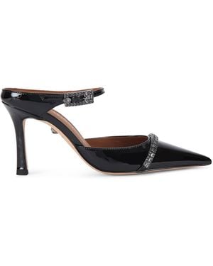 Kurt Geiger Patent Leather Embellished Strass Point Mules 90 - Black