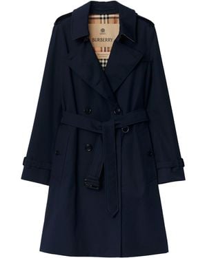 Burberry Gabardine Kensington Heritage Trench Coat - Blue