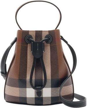 Burberry Mini Check Bucket Bag - Brown