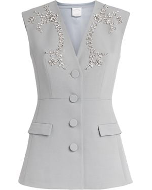 Huishan Zhang Crepe Embellished Sigrid Sleeveless Jacket - Gray