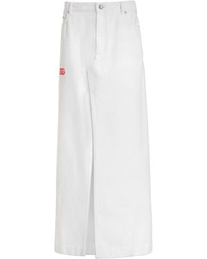 Dolce & Gabbana Denim Maxi Skirt - White