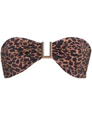 Away That Day Leopard Print Taormina Bandeau Bikini Top - Brown