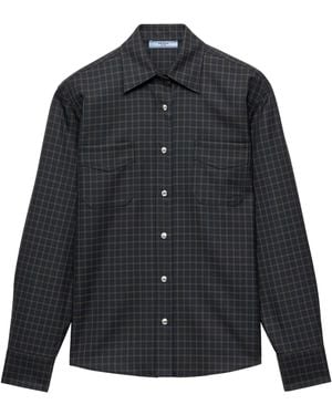 Prada Wool Check Shirt - Black