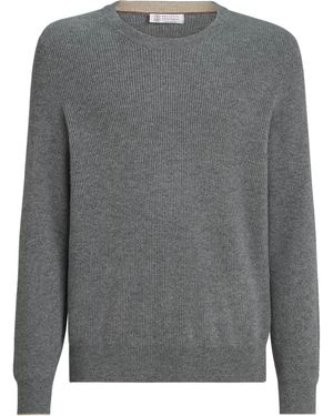 Brunello Cucinelli Cashmere Ribbed Jumper - Grey