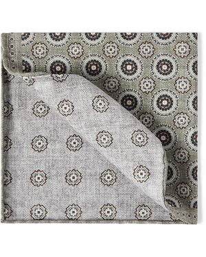 Brunello Cucinelli Silk Medallion Pocket Square - Metallic
