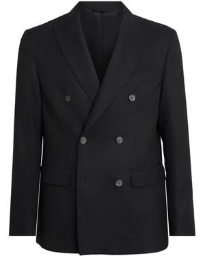 Eton Wool Double-Breasted Blazer - Black