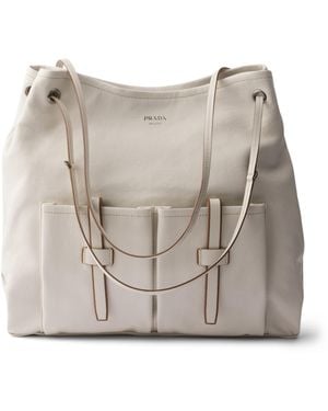 Prada Large Leather Route Shoulder Bag - Grey