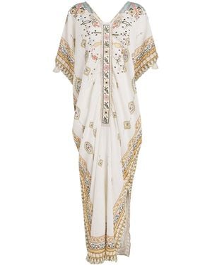 CAMILLA Linen Ottoman Dynasty Kaftan - White