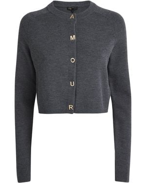 Maje Wool Rib-Knit Cardigan - Black