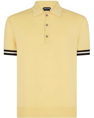 Tom Ford Cotton-Silk Knitted Polo Shirt - Yellow