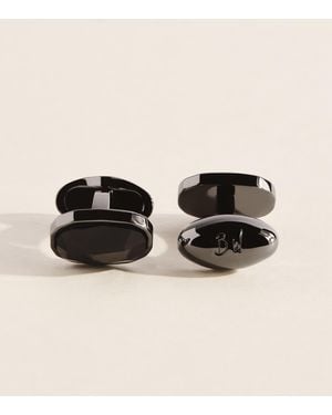 Babette Wasserman Rhodium-Plated Swarovski Crystal Cufflinks - Black
