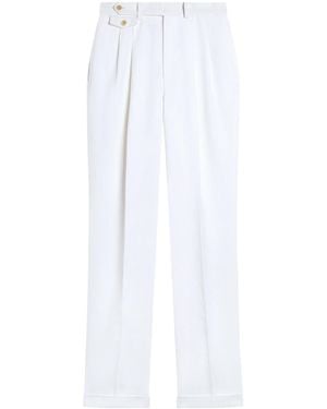 dunhill Linen Double-Pleated Formal Trousers - White