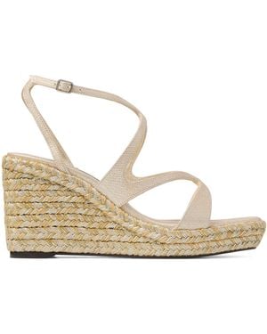 Jimmy Choo Ayla 85 Metallic Leather Wedge Sandals