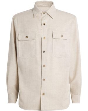 Ralph Lauren Cotton-Cashmere Twin-Pocket Overshirt - White