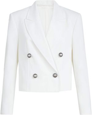 Brunello Cucinelli Cotton-Paper Yarn Cropped Blazer - White
