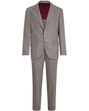 Brunello Cucinelli Virgin Wool-Blend Prince Of Wales 2-Piece Suit - Grey