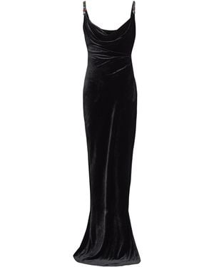 Balmain Velvet Embellished Gown - Black