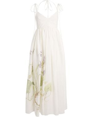 Erdem Linen Floral Maxi Dress - White