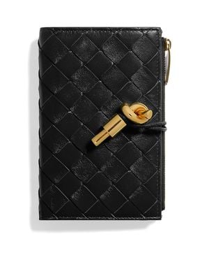 Bottega Veneta Medium Leather Andiamo Bifold Wallet - Black