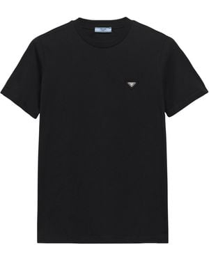Prada Cotton Distressed Logo T-Shirt - Black