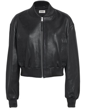 Arma Hannah Leather Bomber Jacket - Black
