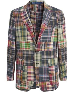 Polo Ralph Lauren Cotton Madras Patchwork Blazer - Gray