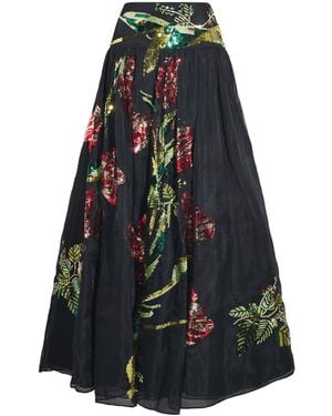 Alice + Olivia Embellished Oriana Maxi Skirt - Blue