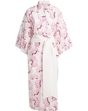 Olivia Von Halle Cotton-Silk Amaya Midi Robe - Pink