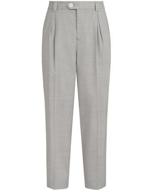 Brunello Cucinelli Virgin Wool Pleated Trousers - Grey