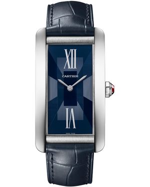 Cartier Large Platinum Tank Américaine Watch - Blue