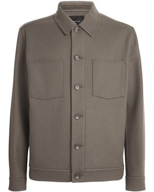 Vince Wool-Blend Patch Pocket Overshirt - Brown