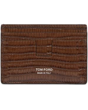 Tom Ford Calfskin Scale-Effect Card Holder - Brown