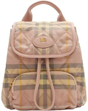 Burberry Mini Check Horseshoe Backpack - Natural