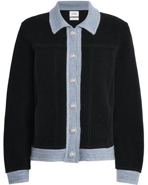 Barrie Cashmere-Blend Suede-Effect Denim Jacket - Black