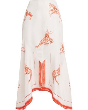 Rohe Silk Ballpoint Horse Midi Skirt - Pink