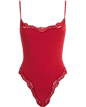 Skims Fits Everybody Lace-Trim Bodysuit - Red