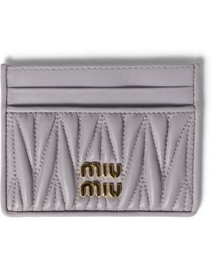 Miu Miu Matelassé Nappa Leather Card Holder - Metallic