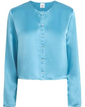 Leset Satin Barb Cardigan - Blue